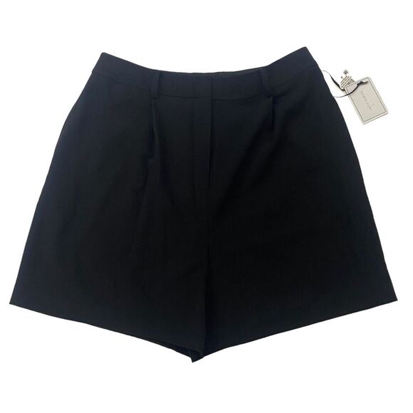 NWT 1. State Rich Black Pleated High Waisted Shorts 10 Polyester Blend Stretch - Picture 1 of 9